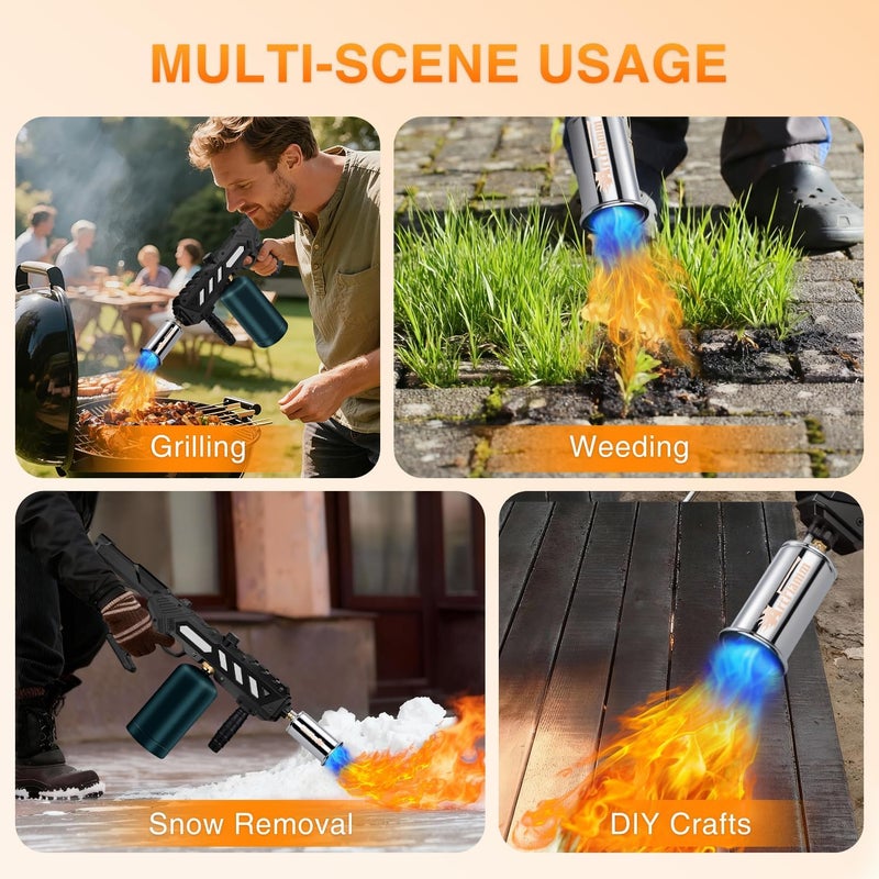 ARTFLAMM Powerful Propane Torch Gun, Kitchen Grill Torch with Detachable Design, Adjustable Flamethrower Torch Burner for Searing Steak, BBQ, Welding, Camping Charcoal Lighter(Tank Not Included) - Image 4